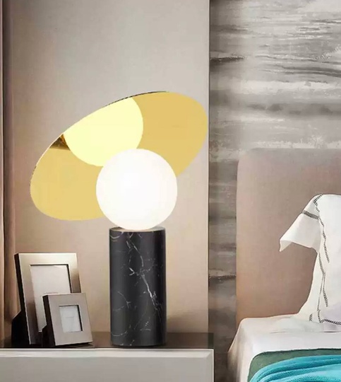 Настольная лампа NIGHT 30*40, черный, мрамор.