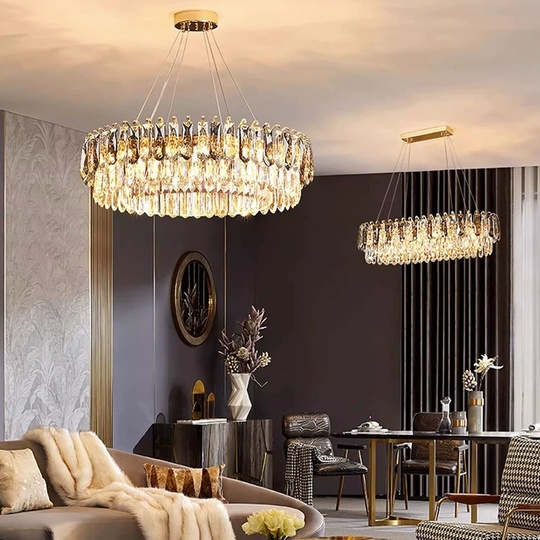 Люстра подвесная ARZU 100*22 золото, кристалл, металл, Е14.