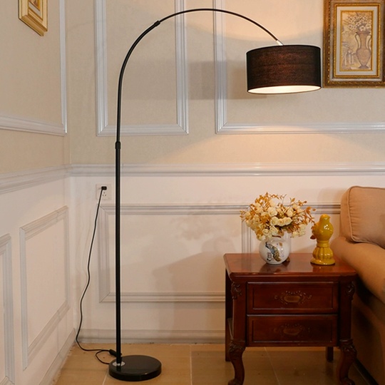 Торшер, черный, Papua black 210*170, светодиодный, Е27, металл, ткань, мрамор