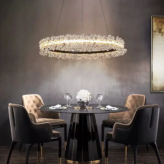 Люстра подвесная, черный, кристалл, WISE 100*120, металл, LED.