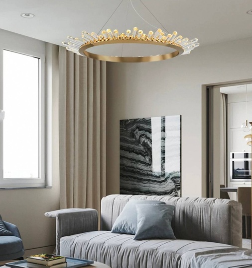 Люстра подвесная, золото, кристалл, KESTER 50*15 металл, LED.