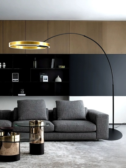 Торшер, латунь, черный, Anterra 210*180, LED, металл, ПММА