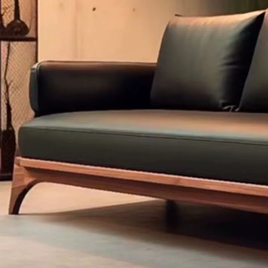 Прямой диван Louis темный орех, кожа, 200*80*70 см