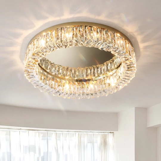 Потолочный светильник, золото, кристалл, ABIGAIL 60*15 металл, E14.