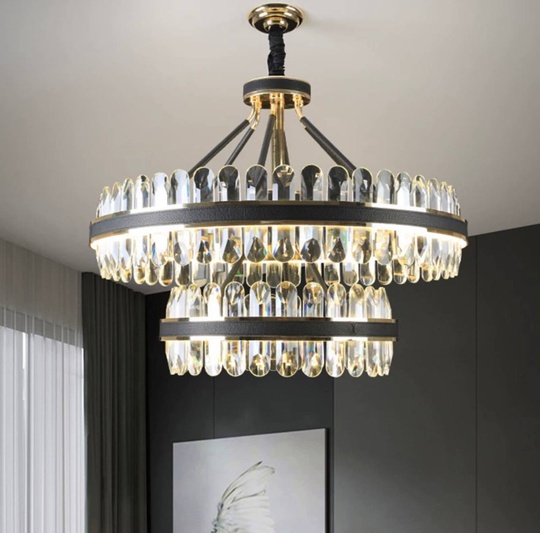 Люстра подвесная BIHTER 80*65 золото, кристалл, металл, LED.