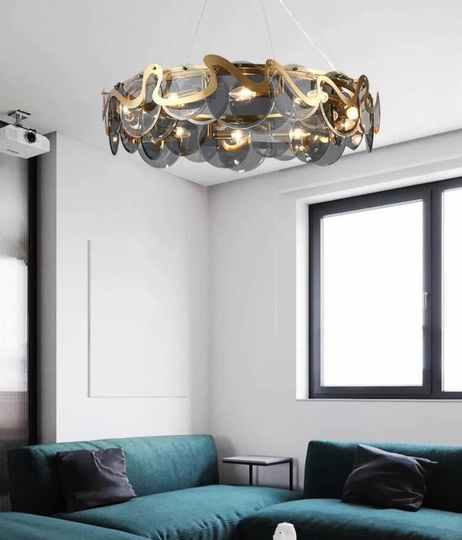 Люстра подвесная, медный, стекло, MODERN 80*25, металл, E14.