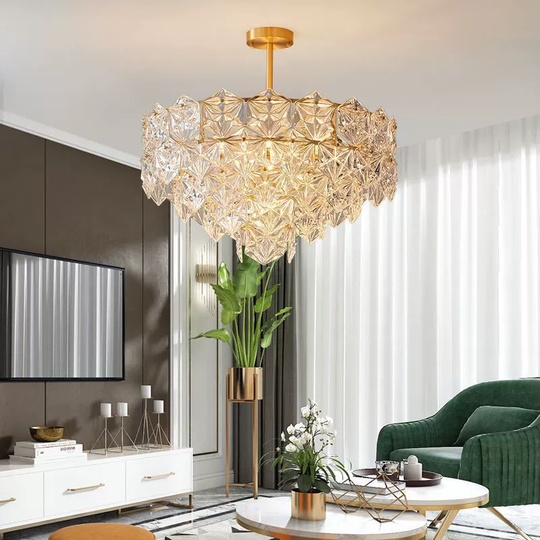 Люстра подвесная, медь, стекло, AZER 50*33, металл, Е14.