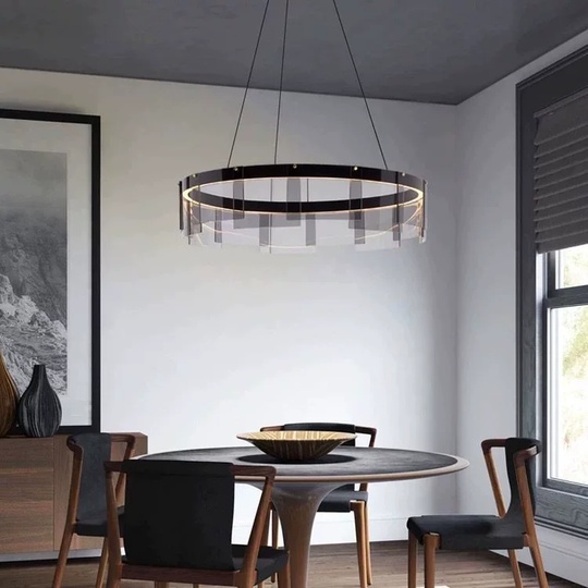 Люстра подвесная, черный, ПММА, MANUEL 80*20 металл, LED.