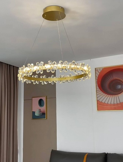 Люстра подвесная, золото, хрусталь, AXTON 100*120, металл, LED