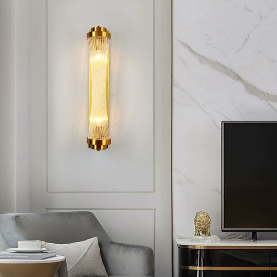 Настенный светильник, БРА VINNIE 12*60, медный, прозрачный, стекло, металл, Е14.