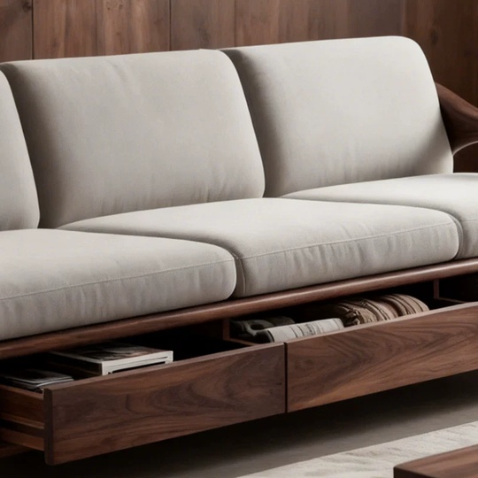 Прямой диван Fais, черный орех, 240 см, не раскладной, универсальный - для дома и офиса