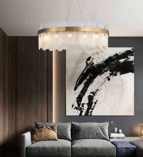 Люстра подвесная, медь, песочно-белый, стекло, DUYGU 80*27, металл, G9.