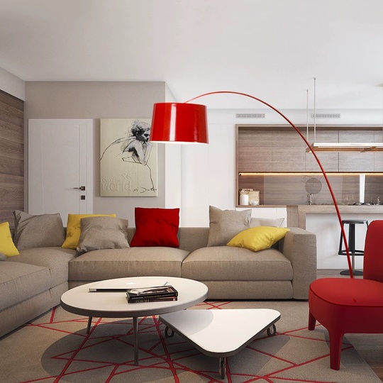 Торшер красный Ellivra, 200*220 см, LED, Е27*3, металл, 24 Вт