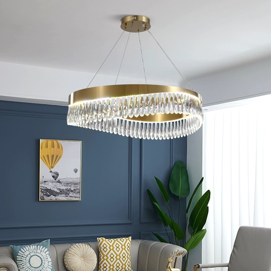 Люстра подвесная, медь, кристалл, GUNHAN 60*25, металл, LED.