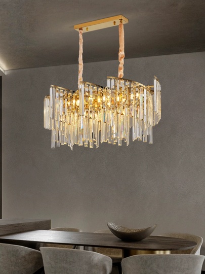 Люстра подвесная, золото, кристалл, KALISTA 100*35, металл, E14.