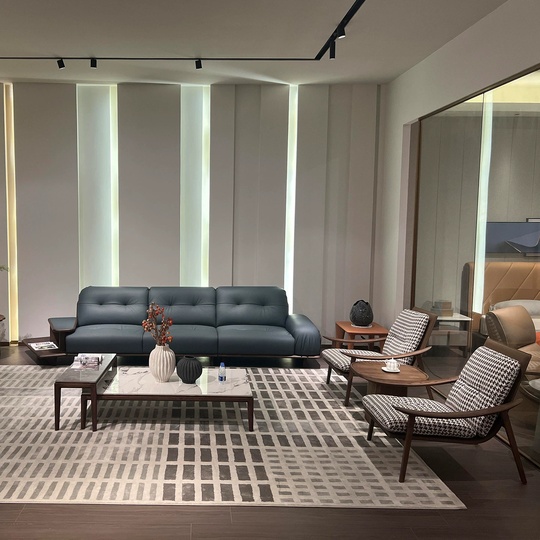 Прямой диван Abigail черный орех, кожа, 260*80*75 см