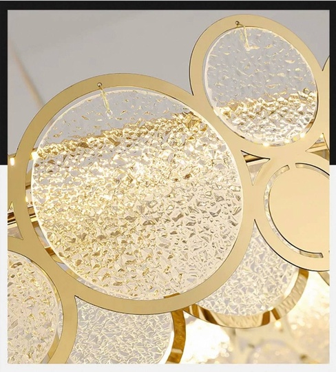 Люстра подвесная, золото, песочно-белый, стекло, AUTUNA 76*13, металл, G9.