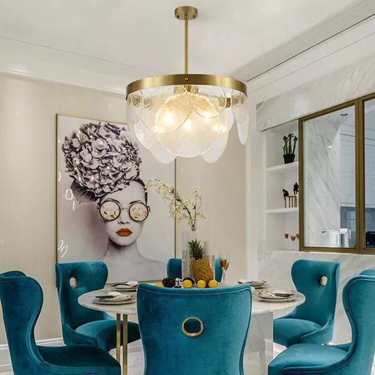 Люстра подвесная, бронза, стекло, RYAN 80*30 металл, E14.