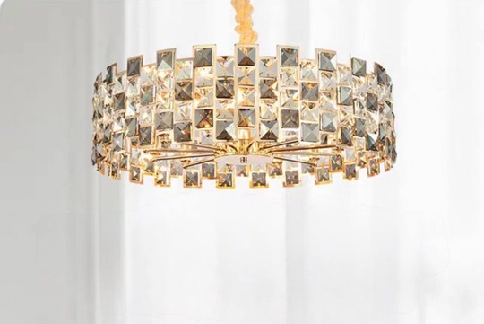 Люстра подвесная, золото, хрусталь, SKY 75*22 металл, E14.