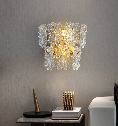 Настенный светильник, БРА ZAC 30*30, медный, прозрачный, стекло, металл, Е14.