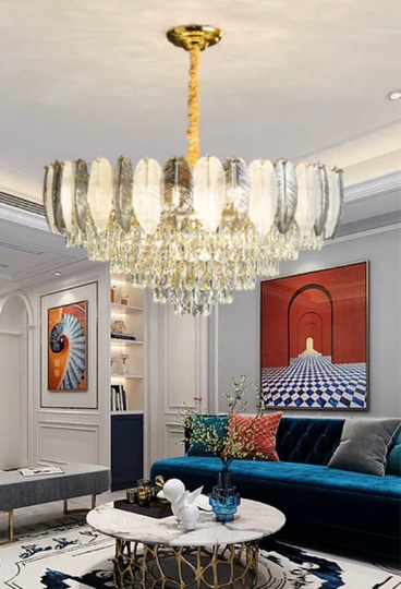 Люстра подвесная AKKUTLU 50*35 белый пепел, стекло, металл, Е14.