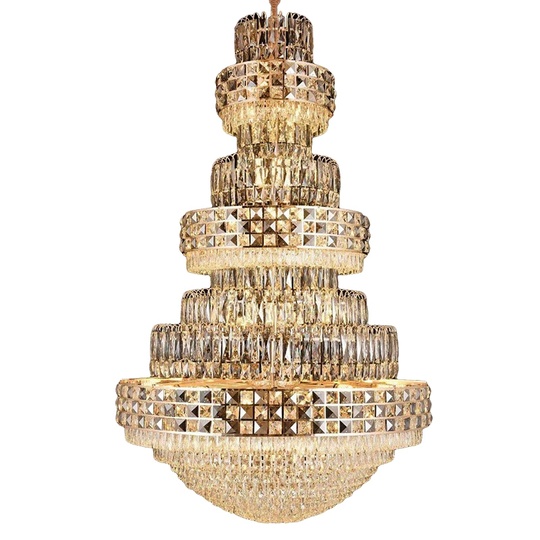 Люстра подвесная, золото, кристалл, PADDY 120*190 металл, E14.