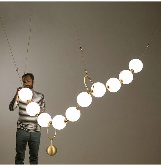 Подвесной светильник, Люстра подвесная MAI HE MAI COCO золото на 10 плафонов, 245 см, диаметр плафона 20 см, E27, 40 Вт