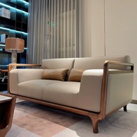 Прямой диван Alec ореховй, кожа, 192*100*83 см