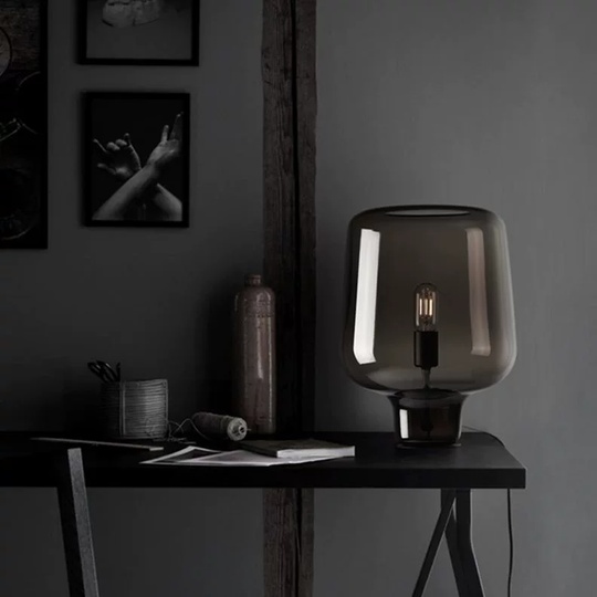 Настольная лампа FRANK 23*40, дымчатый пепел, стекло.