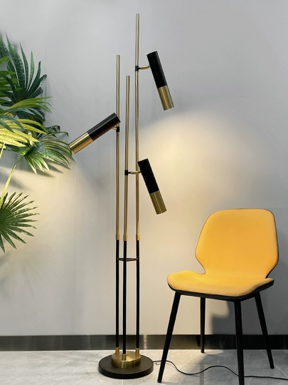 Торшер с направляющими плафонами черный, золото Tadle 30*175, LED, E14, металл