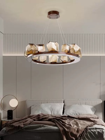 Люстра подвесная, красная бронза, стекло, AHAB 100*25, металл, LED