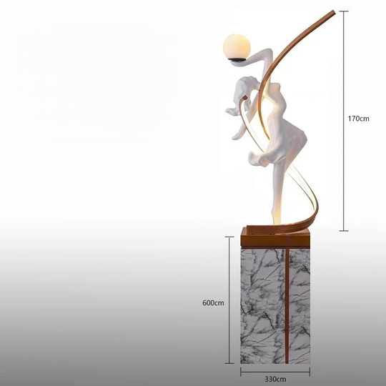 Торшер белый Ballerina 33*33*170 см, LED, Е27, смола стекловолокно, 24 Вт