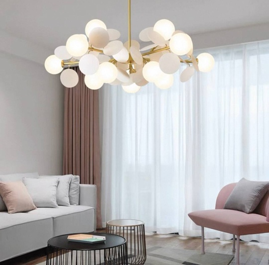 Люстра подвесная, золотисто-песочный, ПММА, CHUCK 75*30, металл, G9