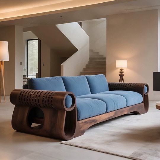 Прямой диван Frances темный орех, ткань, дерево 260*90*80 см