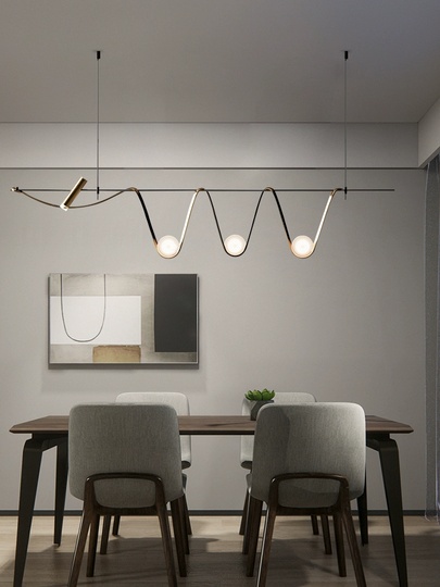 Люстра черная, бронза Elydran, металл, 180*40 см, стекло молочное, G9, GU10