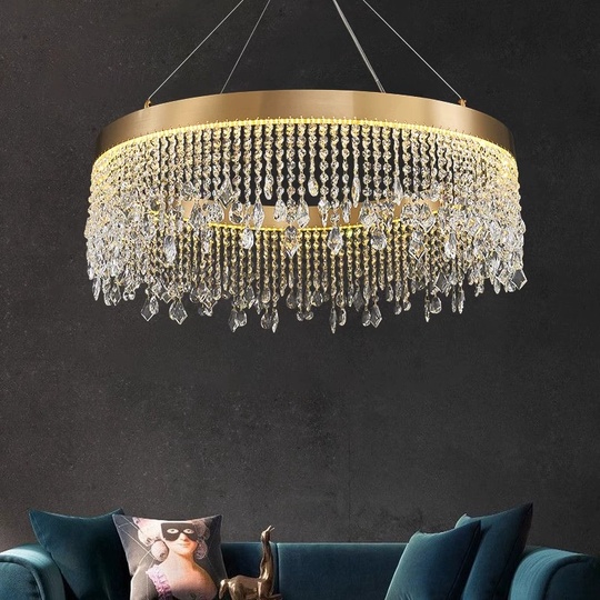 Люстра подвесная FATMA 80*30 бронза, хрусталь, металл, LED.