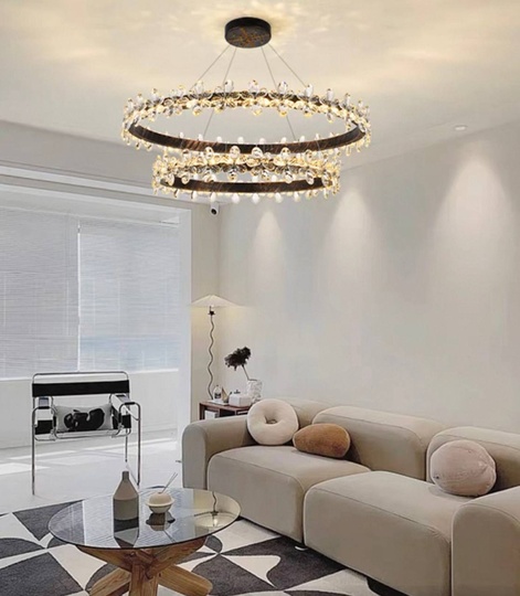 Люстра подвесная, черный, хрусталь, CRISPIN 60*80, металл, LED