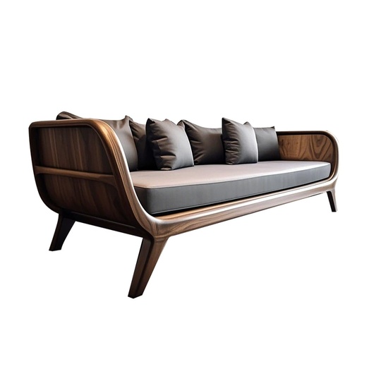 Прямой диван Joanna темный орех, кожа, 220*85*80 см