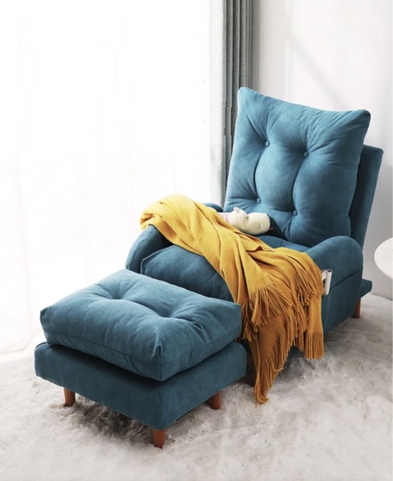 Кресло кровать темно-синий цвет с банкеткой