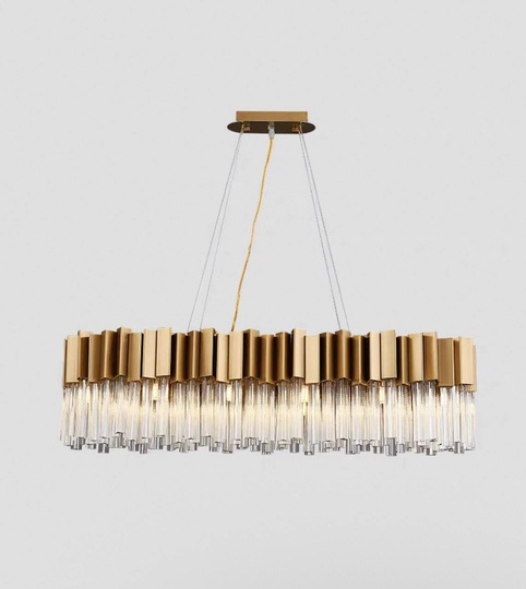 Люстра подвесная медная Evoloji, металл, хрусталь, трос 100 см, 110*40 см, G9