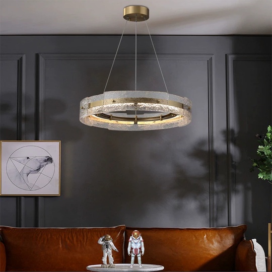 Светильник подвесной бронзовый Aelvaric, металл, стекло, трос 150 см, 60*13 см, LED