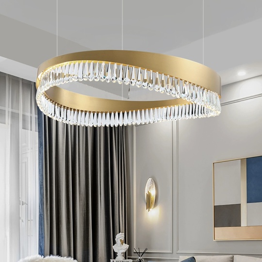 Люстра подвесная, медь, кристалл, GUNHAN 60*25, металл, LED.