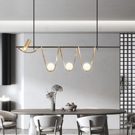 Люстра черная, бронза Elydran, металл, 150*40 см, стекло молочное, G9, GU10