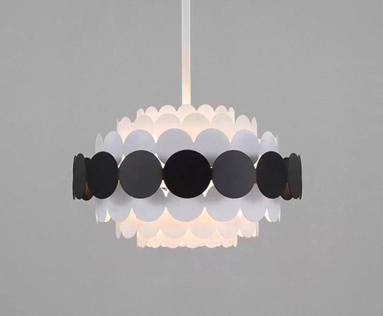 Люстра подвесная, черный, белый, ПММА, ADNAN 60*80, металл, Е14