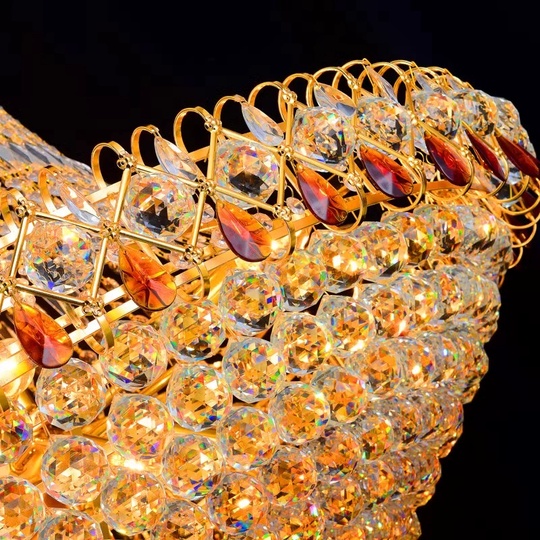 Люстра подвесная, золото, хрусталь, COOPER 180*250 металл, E14.