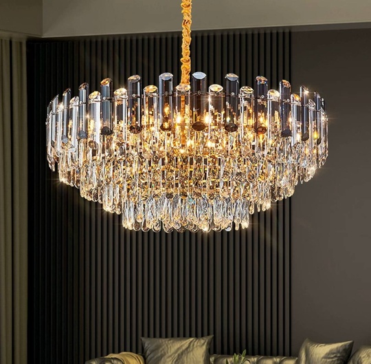 Люстра подвесная ALEV 60*30 золото, кристалл, металл, E14.