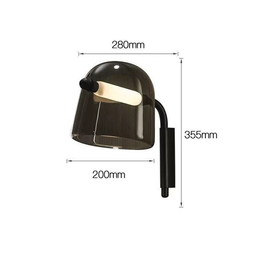 Настенный светильник, Бра, JOSH 28*35 черный, металл, стекло, LED.