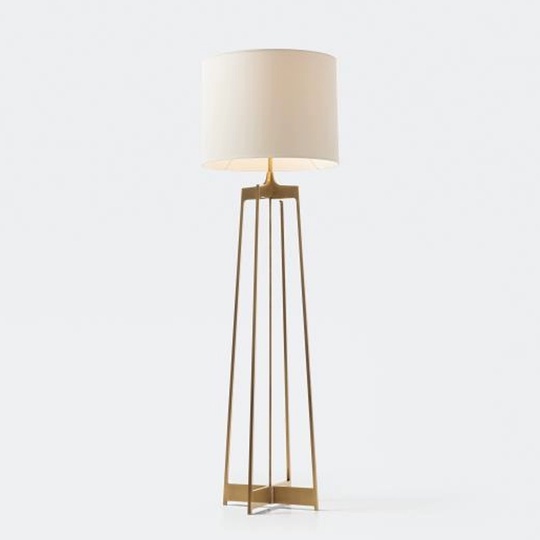 Торшер, бронза, белый, Zenare 165*50, светодиодный, Е27, металл, ткань