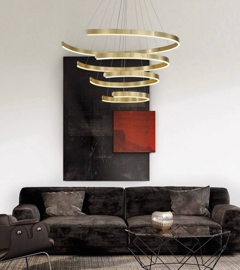 Люстра подвесная, медь, ПММА, PIPER 40*60*80*100 металл, LED.