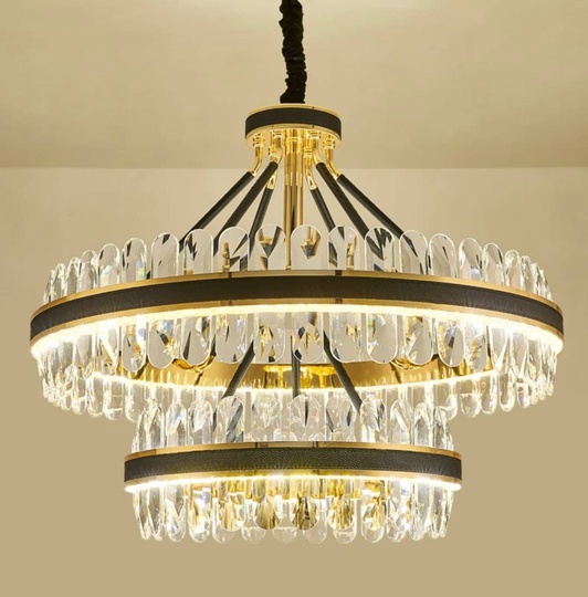 Люстра подвесная BIHTER 50*40 золото, кристалл, металл, LED.